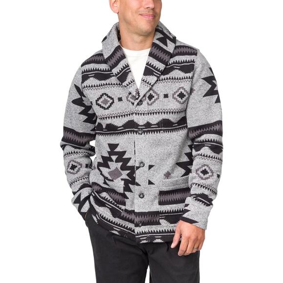 NWT LEVIS Jacket Shacket Cardigan Fleece Sweater M Aztec Southwestern Grey Shawl - Picture 1 of 7